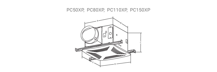 Dimensional drawing for the AC motor models.