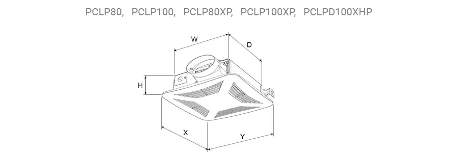 Dimensional drawing for the low profile models.